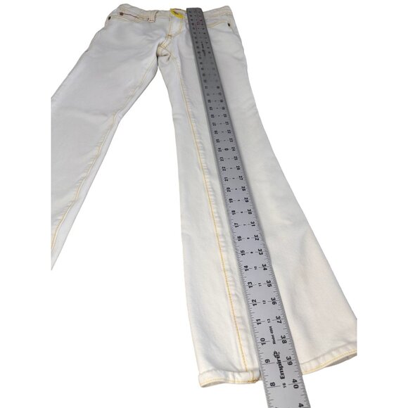 7 For All Mankind Bootcut Flare Jeans Womens 27 Beige Mid rise Western Cowgirl - Picture 7 of 16